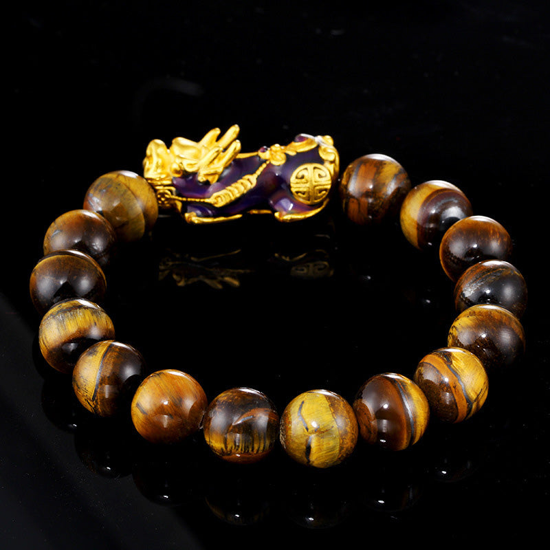 Pulsera Feng Shui de ojo de tigre hecha a mano tibetana con Buddha Stones