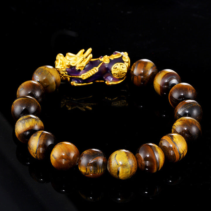 Pulsera Feng Shui de ojo de tigre hecha a mano tibetana con Buddha Stones