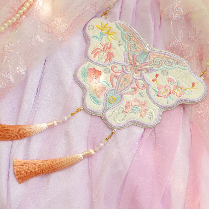 Buddha Stones suerte bordado loto Koi pez conejo flor Hanfu bolso bandolera bolso de hombro - Flor de mariposa - image 19