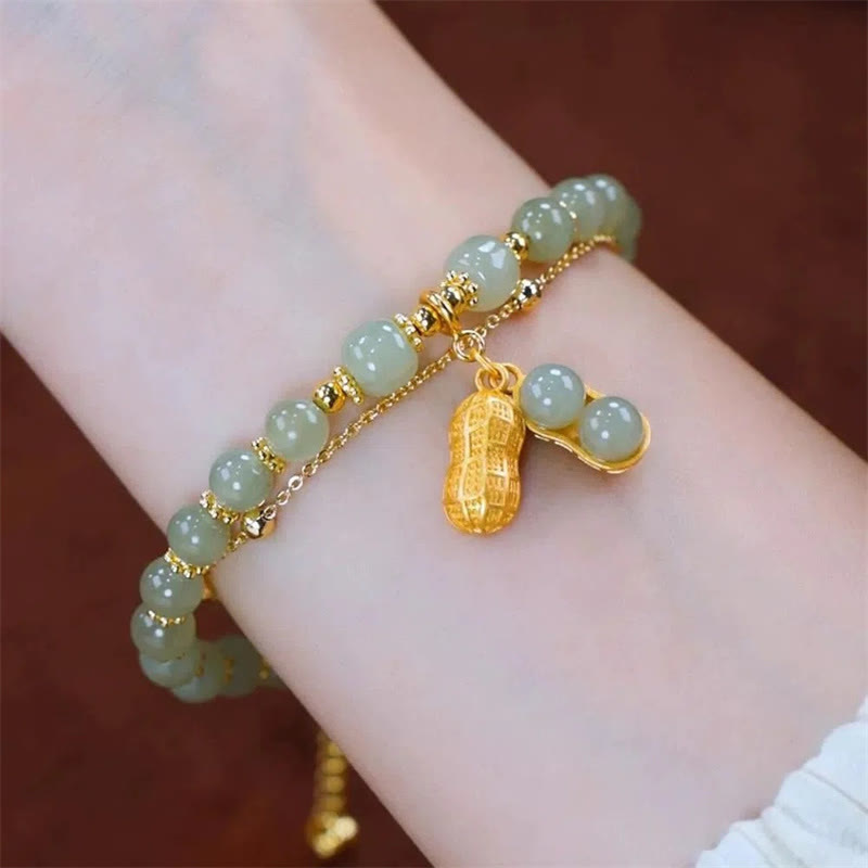 Pulsera con cuentas de la suerte, con Buddha Stones, hoja de jade, Ginkgo, tulipán, cacahuete, Fu - image 15