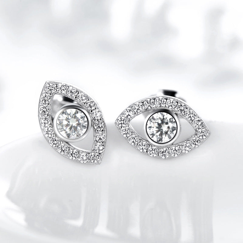 Pendientes de plata de ley 925 con Buddha Stones con símbolo del mal de ojo