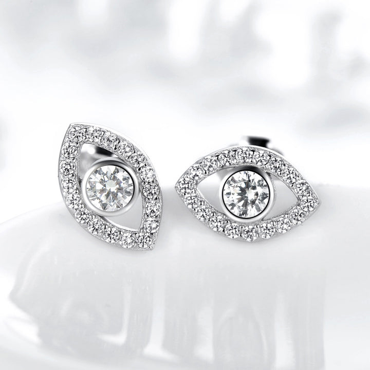 Pendientes de plata de ley 925 con Buddha Stones con símbolo del mal de ojo
