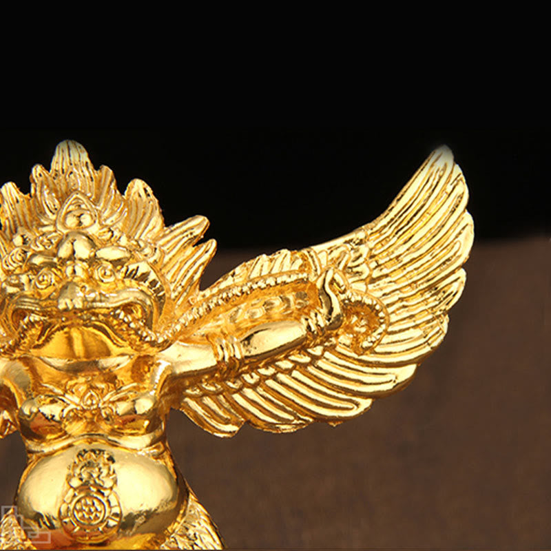 Decoración del hogar de protección de aleación de pájaro Garuda de oro tibetano