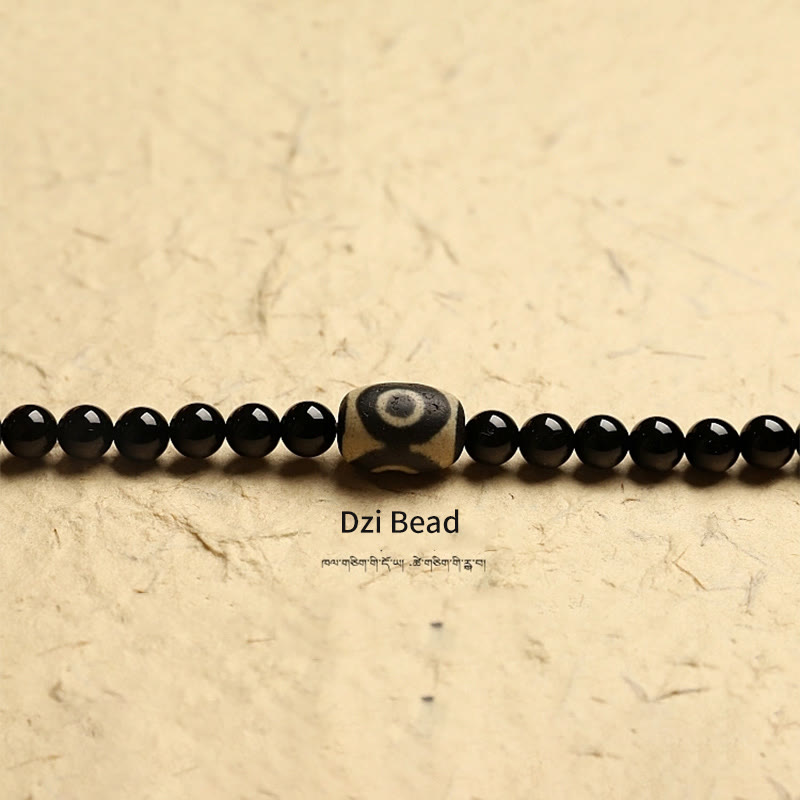 Pulsera de protección de cuentas Dzi de tres ojos de ónix negro con cuentas tibetanas de 108 Mala