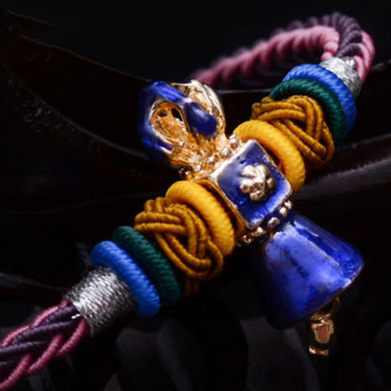 Pulsera tibetana hecha a mano Dorje Vajra fuerza ocho hilos cuerda