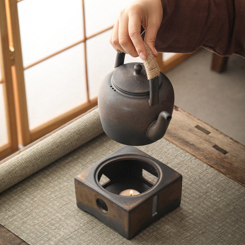 Tetera de kungfú de cerámica de té chino Gongfu marrón Retro de Buddha Stones 700ml con Base