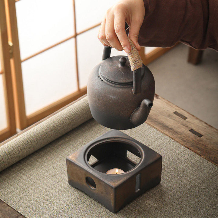 Tetera de kungfú de cerámica de té chino Gongfu marrón Retro de Buddha Stones 700ml con Base