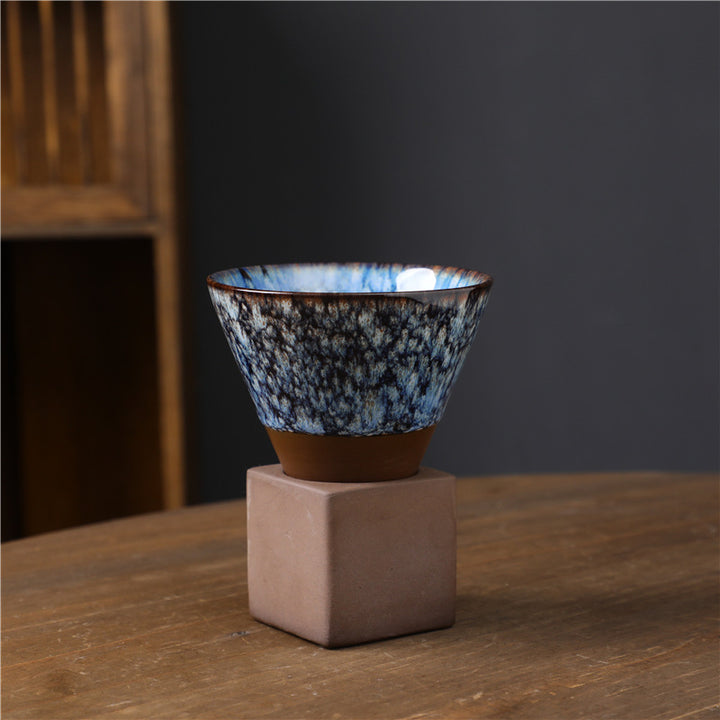 Taza de café de cerámica con cambio de horno Retro Buddha Stones, taza de café expreso con Base de 200ml