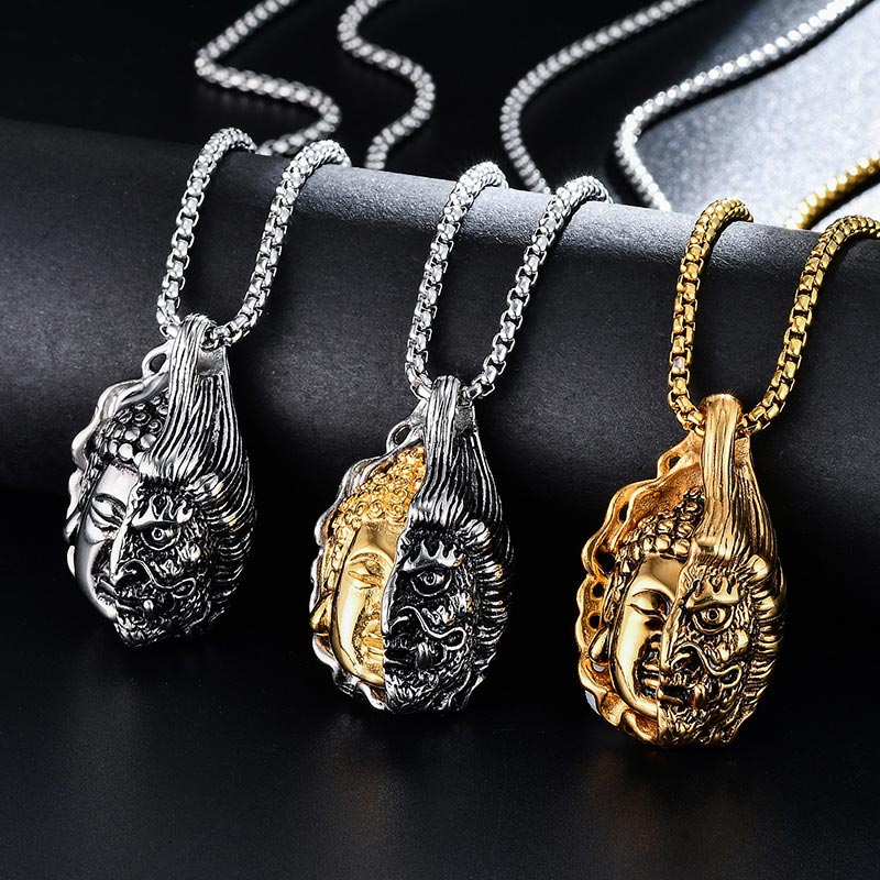 Collar Poderoso Buddha Stones Mitad Buda Mitad Diablo