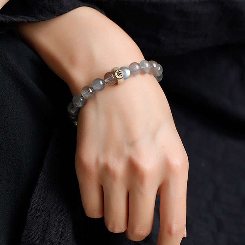 Pulsera de amor tranquilo con piedra lunar del zodíaco chino 12