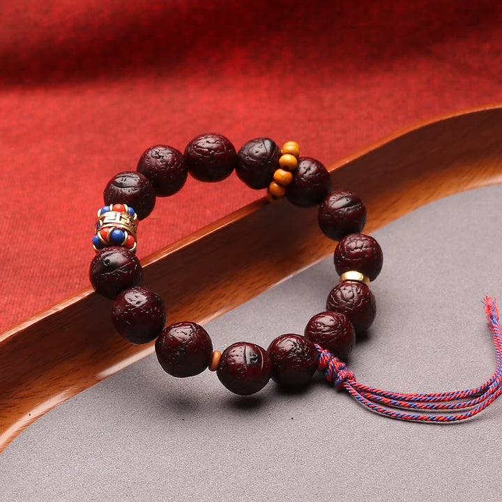 Pulsera con borlas de paz y calma con cuentas de semillas Bodhi de Buddha Stones