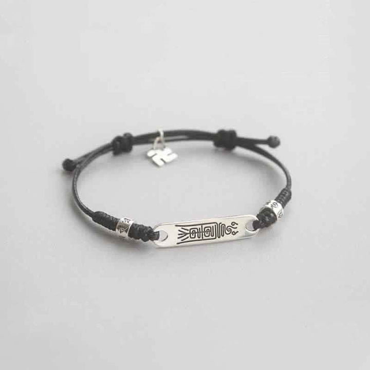 Pulsera trenzada de la fuerza de la suerte con hilo rojo de plata de ley 925 con Buddha Stones - image 11