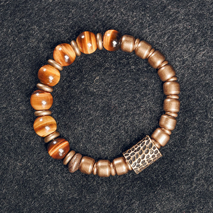 Pulsera de protección de cobre con piedra de ojo de tigre de Buddha Stones - image 4