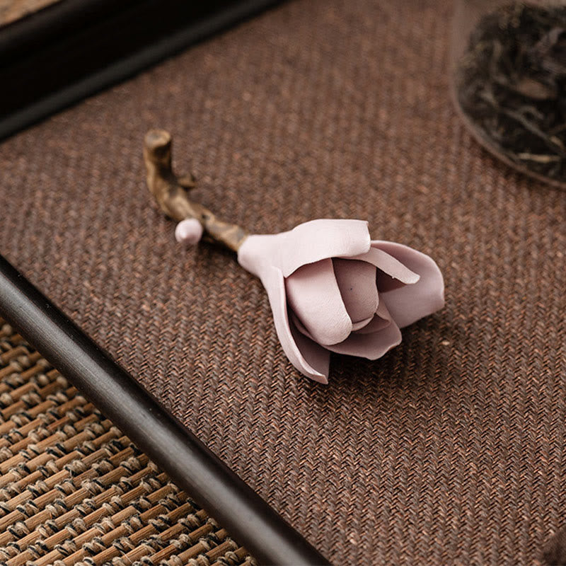 Quemador de incienso curativo de cerámica con diseño de flores de Gardenia, Buddha Stones, decoración