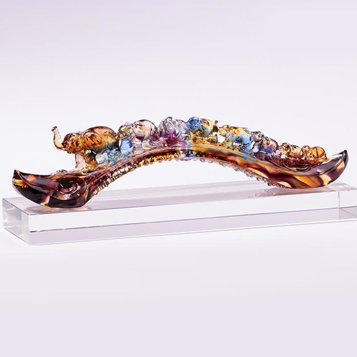 Decoración del hogar hecha a mano de Liuli Crystal Ruyi Elephant Art Piece con base de cristal - image 7