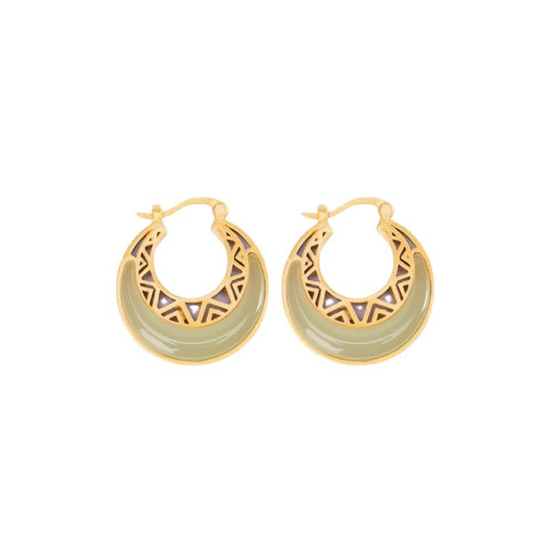 Pendientes colgantes de prosperidad de jade con luna creciente y Buddha Stones - image 9