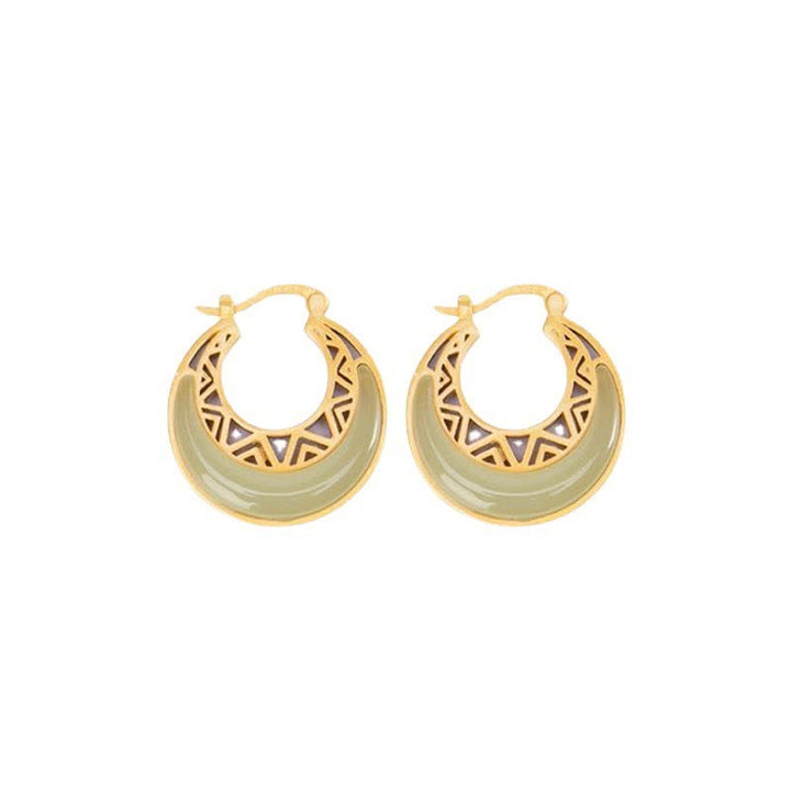 Pendientes colgantes de prosperidad de jade con luna creciente y Buddha Stones - image 9