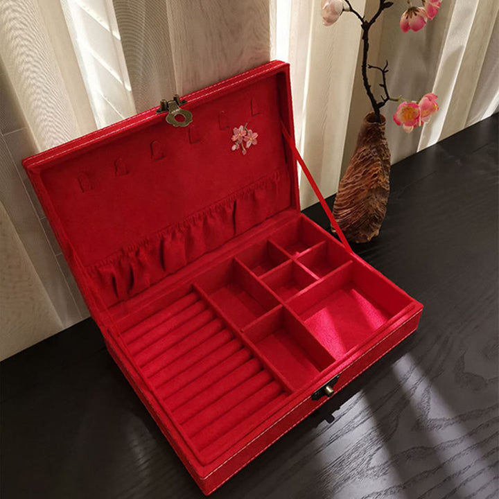 Caja organizadora de joyería con Buddha Stones , flores y libélula, caja de almacenamiento de joyería de una sola capa, caja de franela