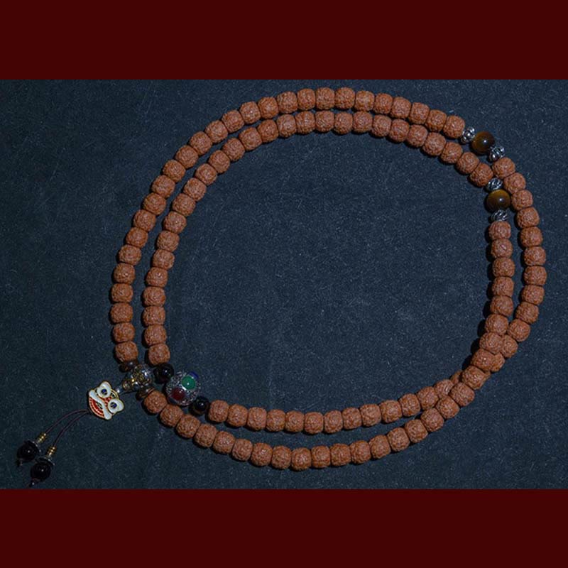 Tíbet 108 Mala cuentas Rudraksha Bodhi semilla zodiaco chino Buda Natal pulsera con dijes de riqueza