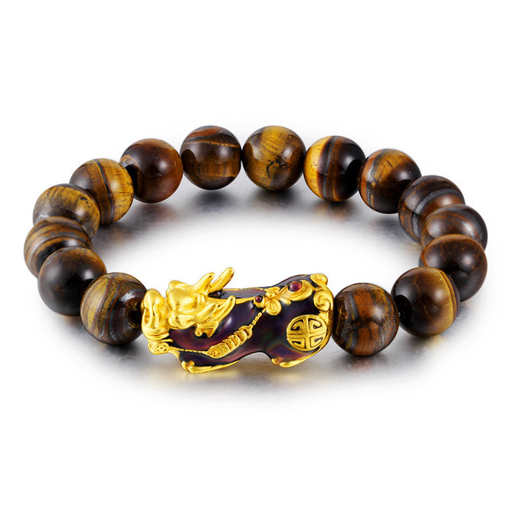 Pulsera Feng Shui de ojo de tigre hecha a mano tibetana con Buddha Stones