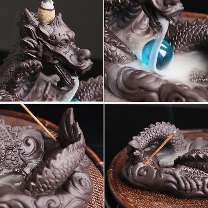Decoración del quemador de incienso con protección de flores de Dragon Playing Ball