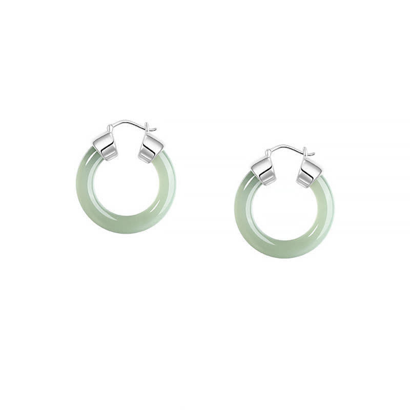 Pendientes de prosperidad de jade blanco redondo de Buddha Stones - image 7