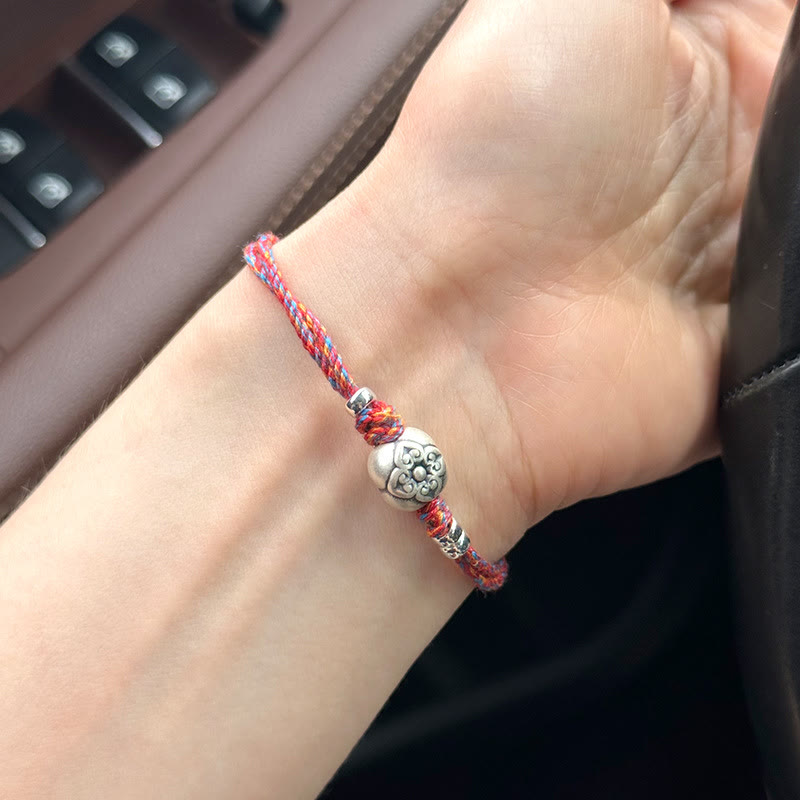 Pulsera Trenzada Multicolor De La Suerte Caqui De Plata De Ley 999 Con Buddha Stones