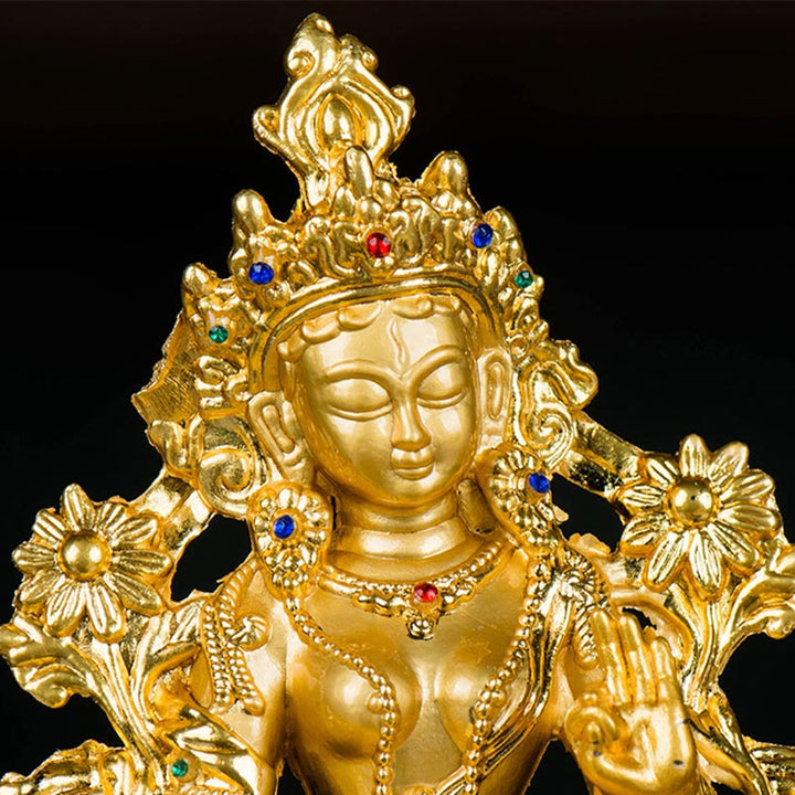 Decoración de estatua chapada en oro con protección de esperanza de Tara Blanca Bodhisattva - image 9