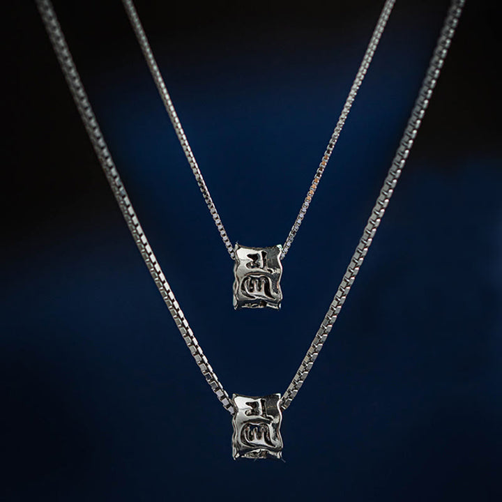 Collar con colgante de plata de ley 925 con Buddha Stones tibetanas Om Mani Padme Hum grabado Love Focus - 2 piezas Om Mani Padme Hum (cadena de 45 cm y 55 cm) - image 11