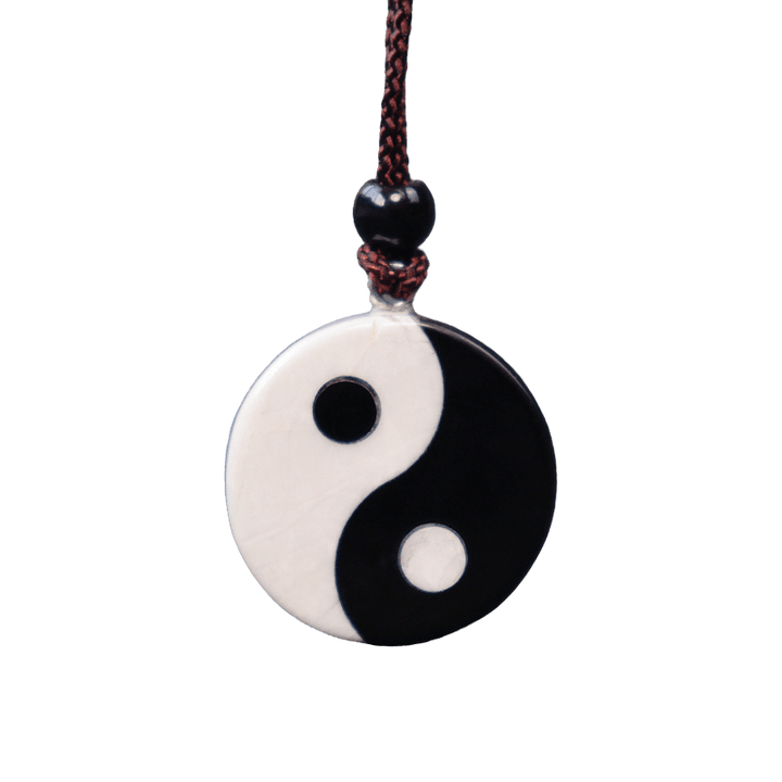 Buddha Stones Obsidiana negra natural Turquesa blanca Yin Yang Cumplimiento Fuerza Collar Colgante