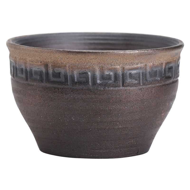 Taza de té de cerámica con textura de rayas marrones simples , Buddha Stones, tazón de taza de té de Kung Fu
