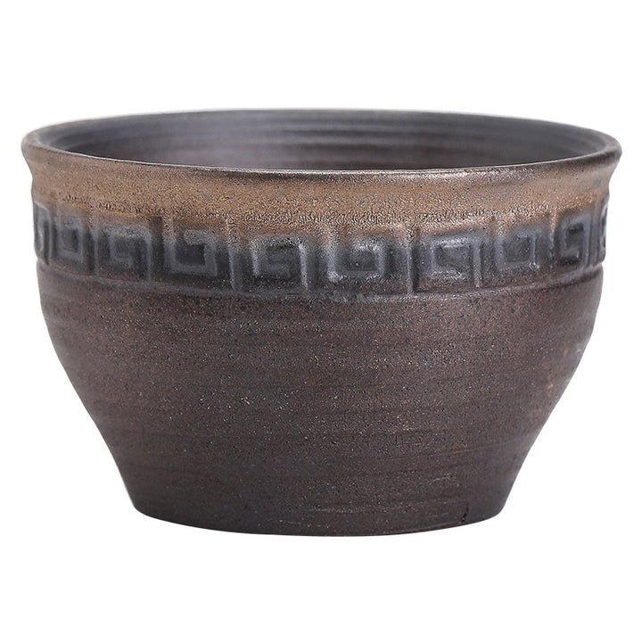 Taza de té de cerámica con textura de rayas marrones simples , Buddha Stones, tazón de taza de té de Kung Fu