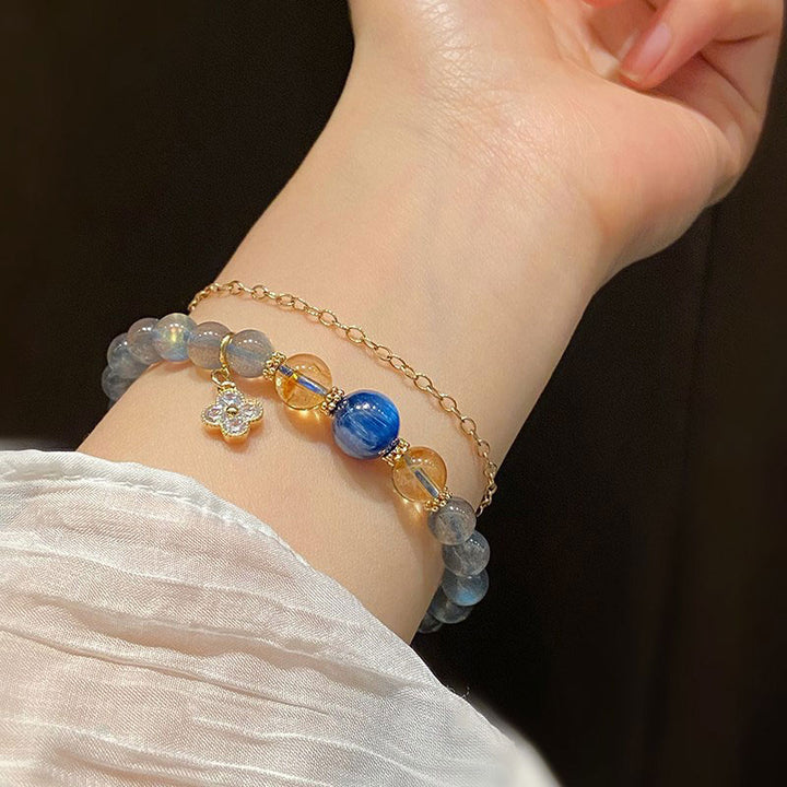 Pulsera de cuentas curativas de Chram de flor de piedra lunar natural