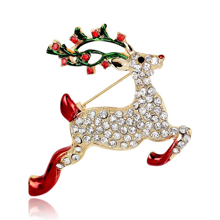 Broche navideño de cristal con diamantes de imitación multicolores