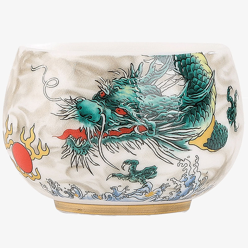 Buddha Stones, dragón, cigarra, bambú, ciervo, grulla, flor de loto, ciruela, taza de té de cerámica, taza de té de Kung Fu, tazón de 185ml