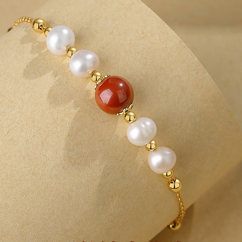 Pulsera de cadena de cuentas curativas de cinabrio y perlas de plata de ley 925 con Buddha Stones - image 3