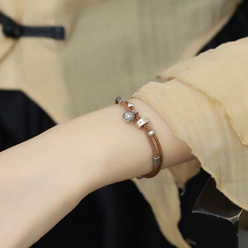 Pulsera trenzada hecha a mano con Buddha Stones , Plata de Ley 925, oro, bestia tragadora, pez Koi, riqueza - image 10