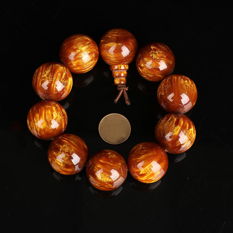 Buddha Stones Sauce De Mar Dorado Éxito Pulsera Positiva Mala