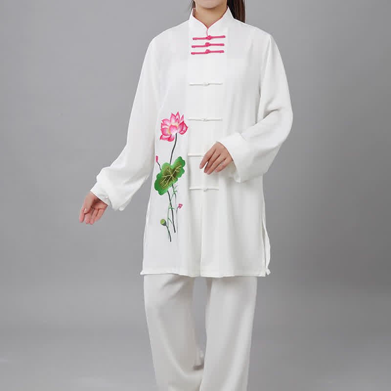 Conjunto de ropa para mujer con diseño de hojas y flores de loto y piedras de Buddha Stones para meditación, tai chi, oración y práctica espiritual zen - image 2