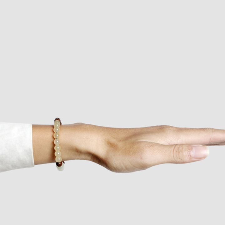 Pulsera de la abundancia de la suerte de sándalo de jade con Buddha Stones