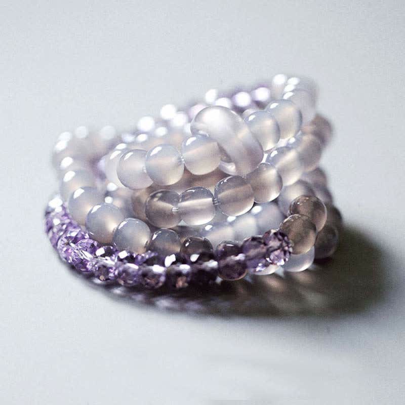 Pulsera curativa de meditación de cristal de amatista natural