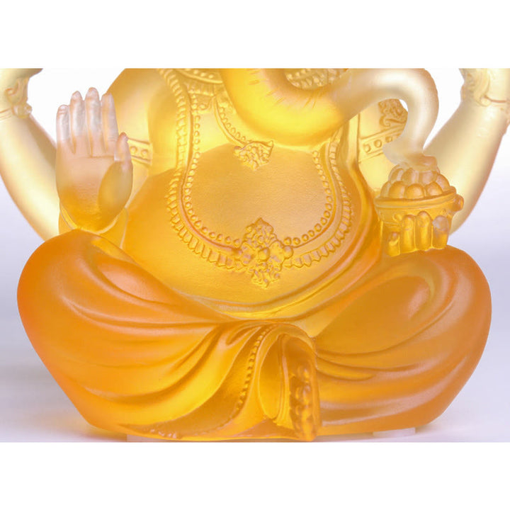 Buddha Stones hechas a mano, Ganesh Ganpati, estatuilla de elefante Liuli, pieza de arte con cristal, estatua de protección, decoración del hogar
