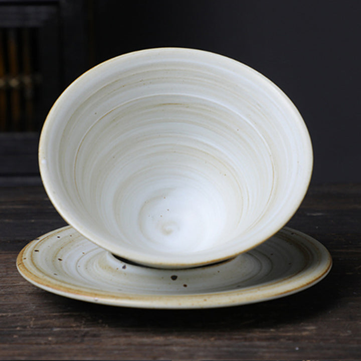 Taza de café de cerámica con diseño de planeta de Buddha Stones, taza de café y té de cerámica rugosa con platillo