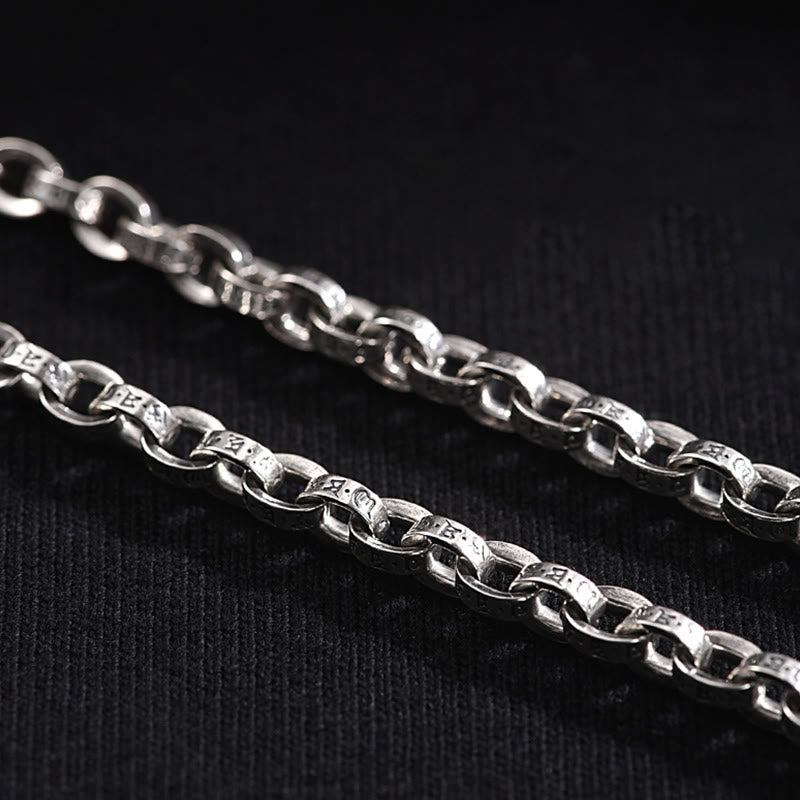 Pulsera de metal creativa con diseño tallado de Om Mani Padme Hum de plata de ley 925 con Buddha Stones