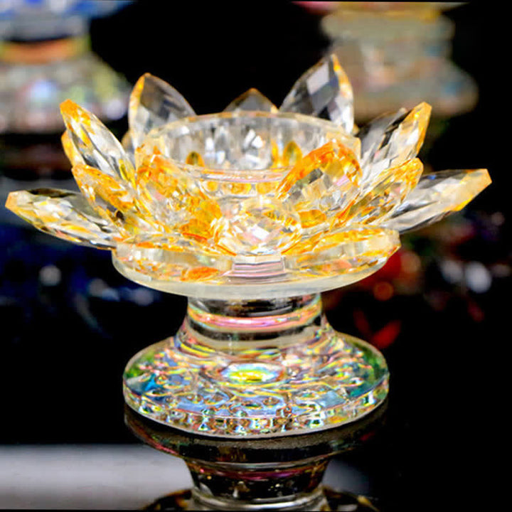 Candelabro de cristal con flor de loto, decoración para el hogar y la Oficina