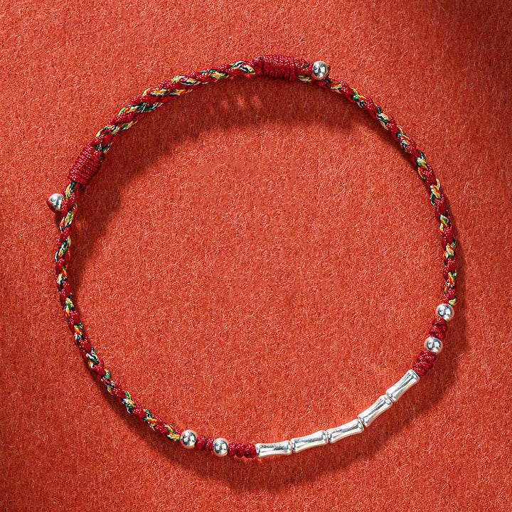 Pulsera de cuerda trenzada de protección de bambú multicolor hecha a mano con Buddha Stones Tíbet