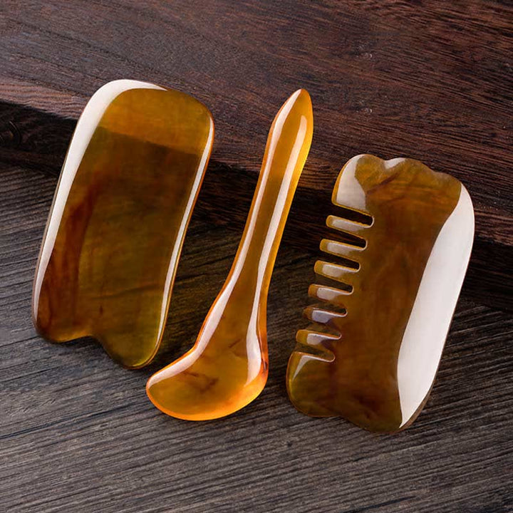 Juego de herramientas de peine para masaje facial de resina Gua Sha para todo el cuerpo