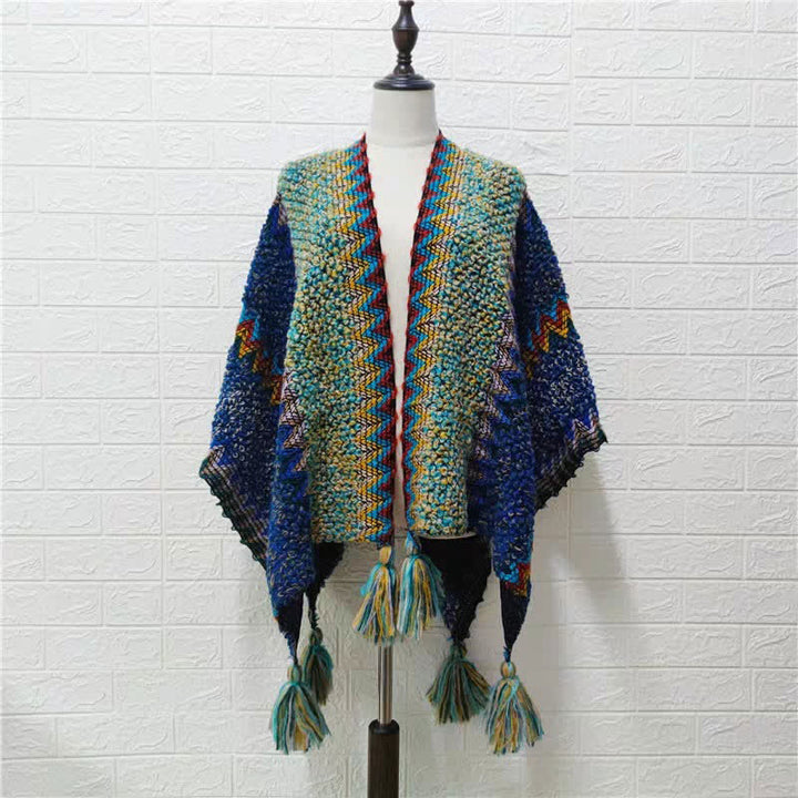 Mantón tibetano de Buddha Stones, capa de punto suave y cálida, bufanda tibetana con borlas de invierno - image 17