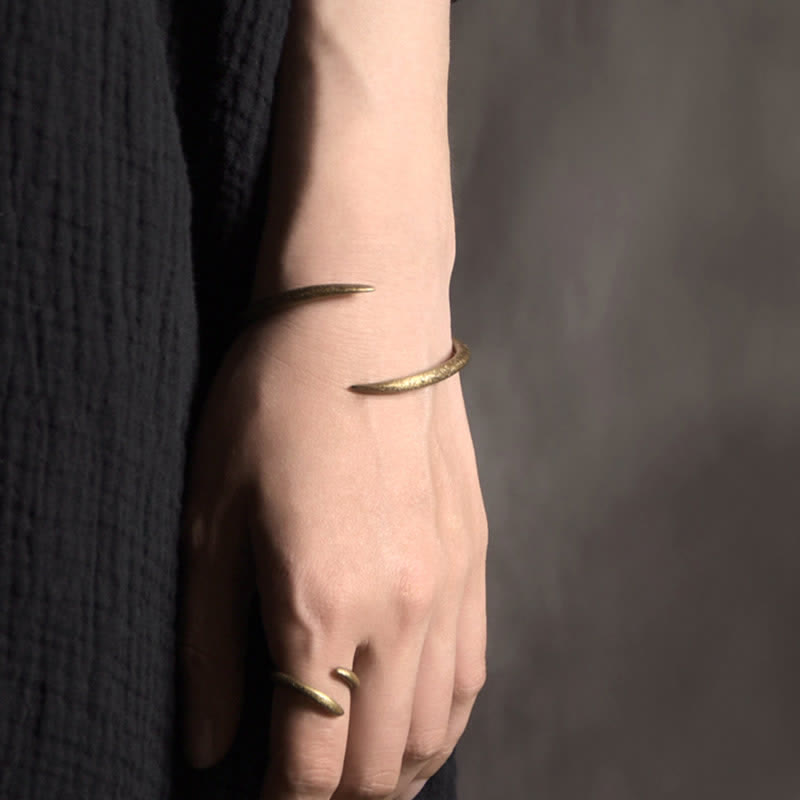 Brazalete ajustable de cobre con diseño simple de Buddha Stones