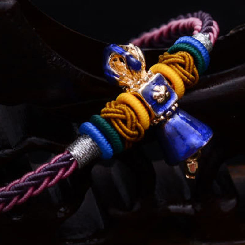 Pulsera tibetana hecha a mano Dorje Vajra fuerza ocho hilos cuerda